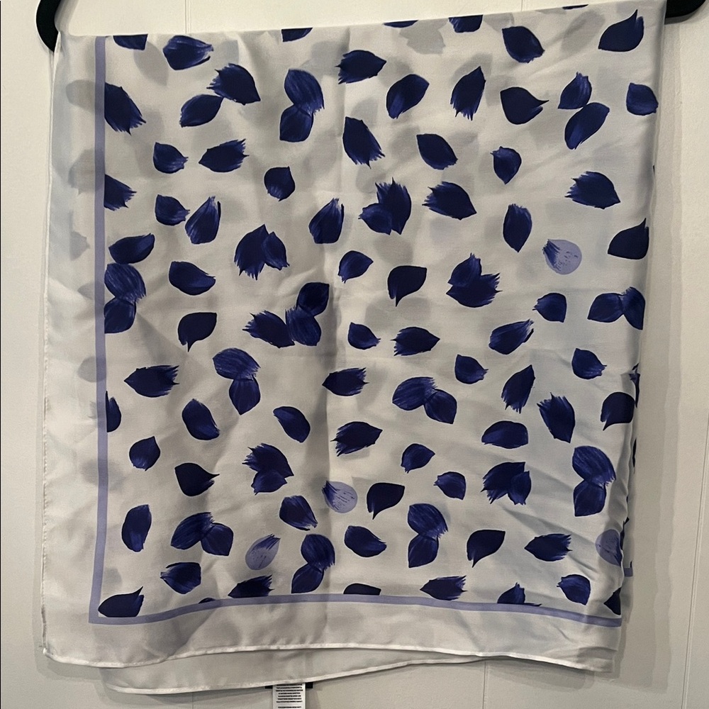 SCOOP Silk Scarf with Navy Logo Tag